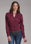 Chemise Western femme Roper 2241 Sangria Paisley (Bordeaux)