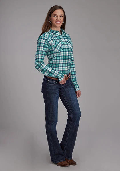 Chemise Western Femme Roper 2206 Flannelle Non Doublée (Verte)