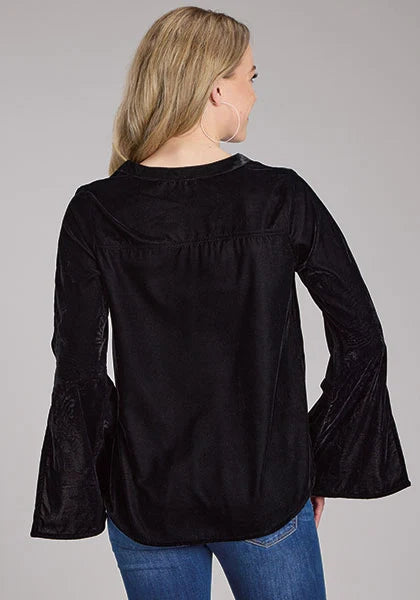 Chemisier western en poly velours Roper 2335 (noir) - Femme