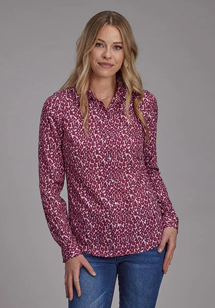 Chemisier Western Femme Roper 2134 imprimé Wild Wine (Leopard)