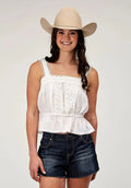 Roper Swiss Dot (Blanc) - Débardeur en coton pour femme