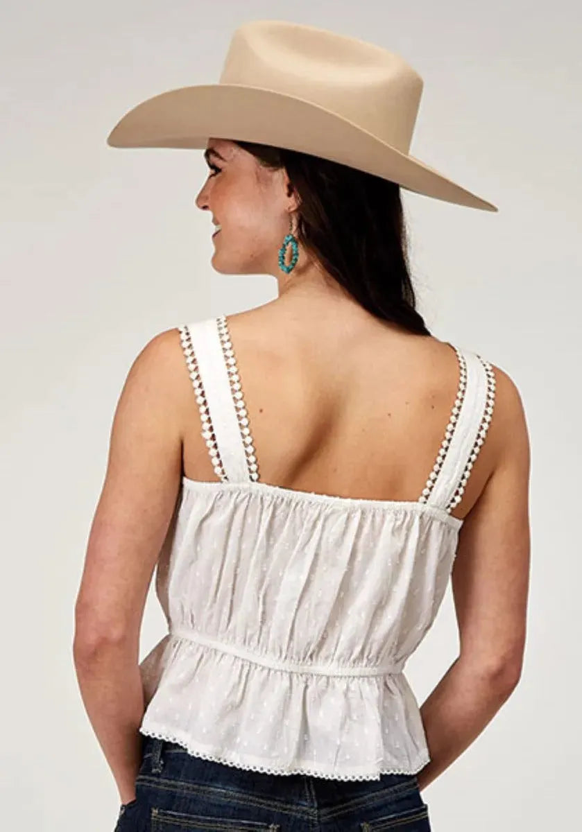 Roper Swiss Dot (Blanc) - Débardeur en coton pour femme