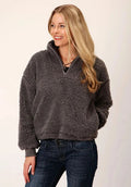 Pull court en polaire Roper (Gris) - Pull en polaire pour femme