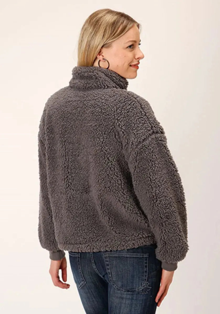 Pull court en polaire Roper (Gris) - Pull en polaire pour femme