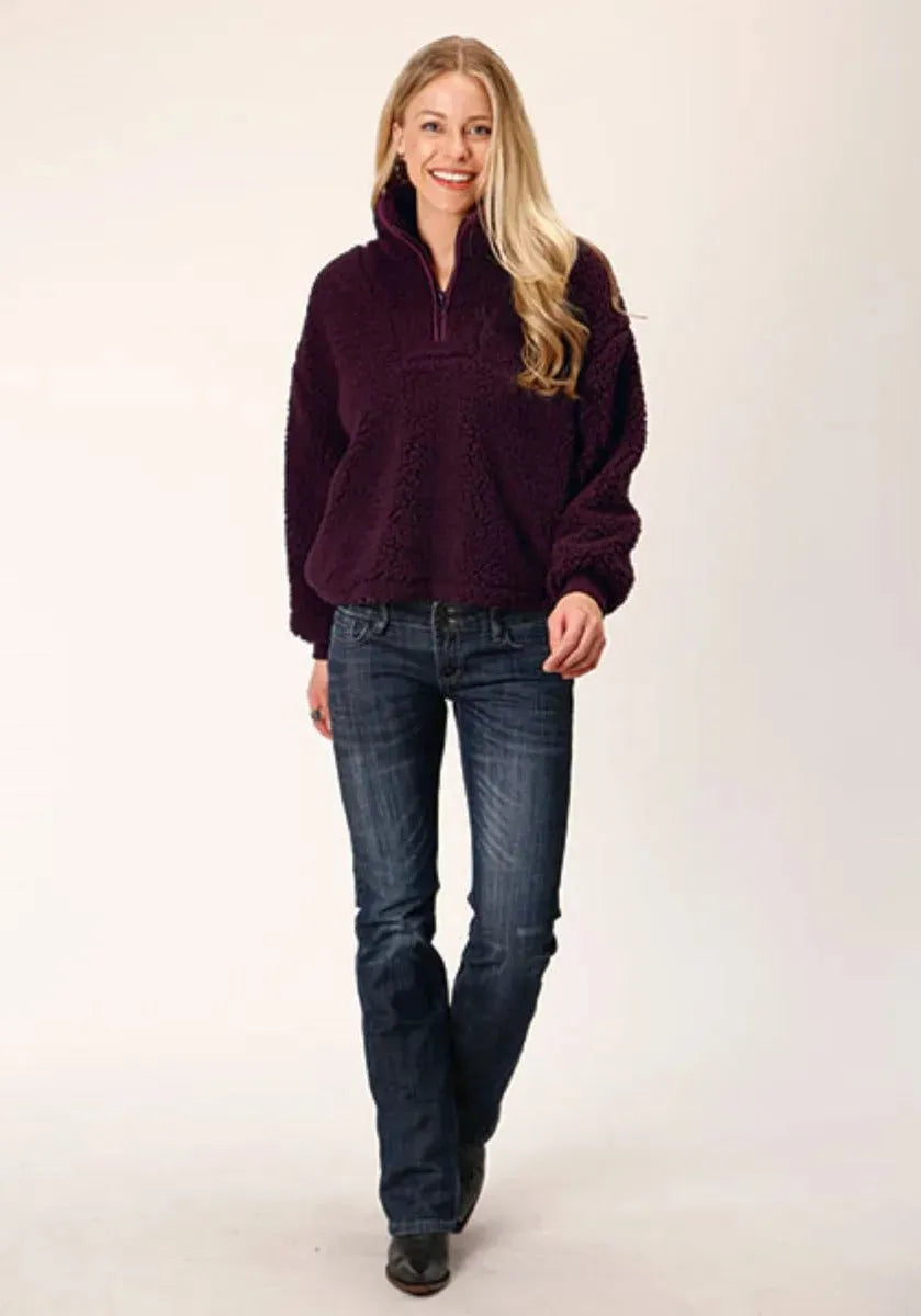 Haut court en polaire Roper (lie de vin) - Pull polaire femme