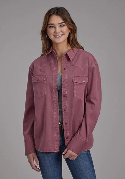 Veste chemise surdimensionnée en sergé Roper 2298 (Bordeaux) - Femme