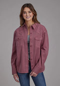 Veste chemise surdimensionnée en sergé Roper 2298 (Bordeaux) - Femme