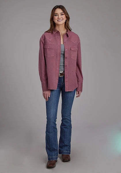 Veste chemise surdimensionnée en sergé Roper 2298 (Bordeaux) - Femme
