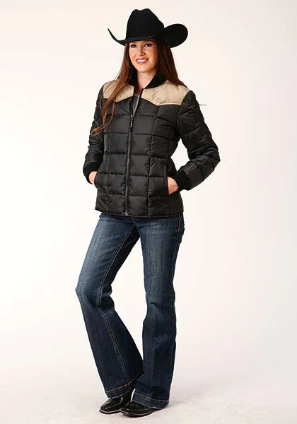 Veste matelassée Roper 1473 en polyester (Kaki/Noir) - Femme