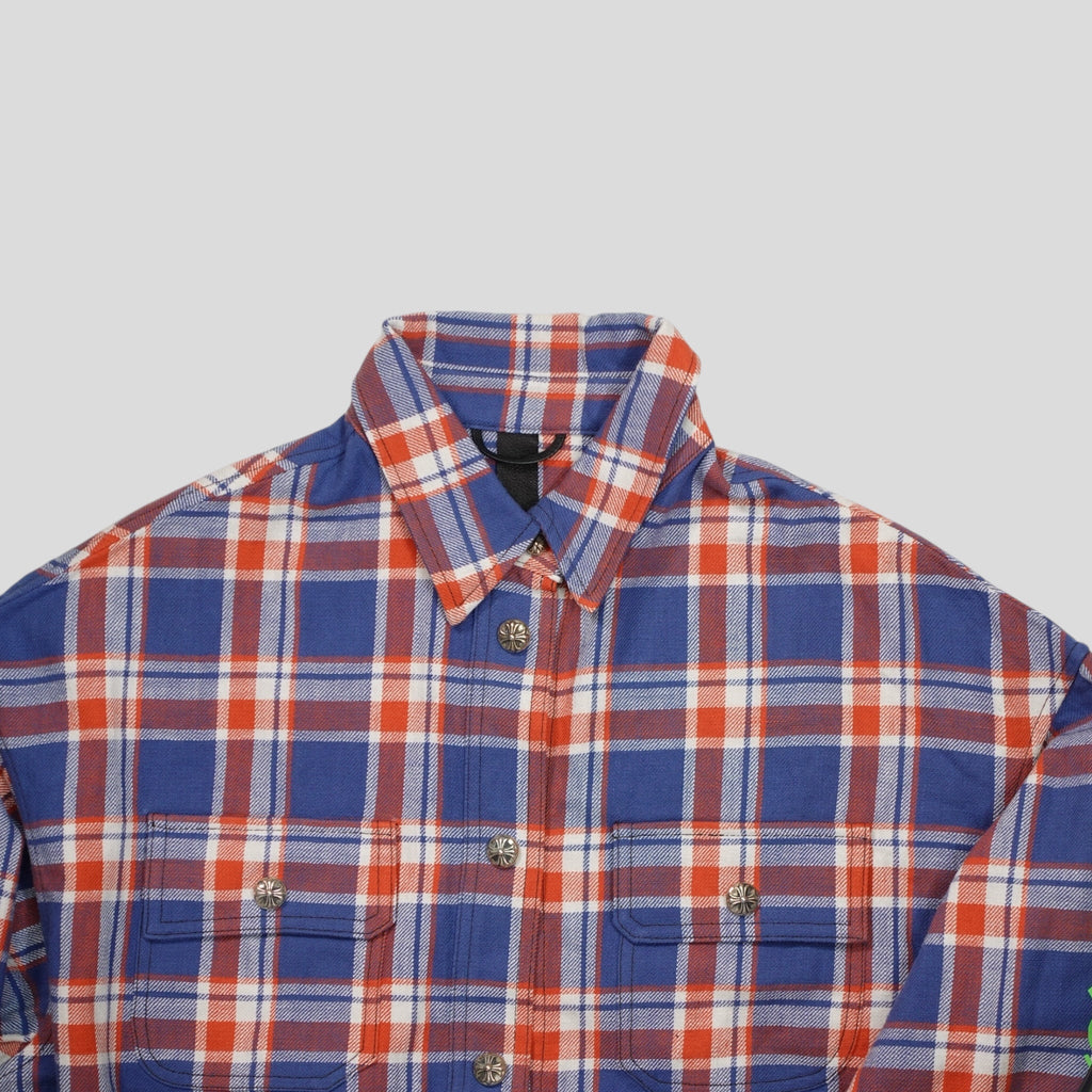 Chemise en flanelle Chrome Heart à logo sur la manche bleue/rouge