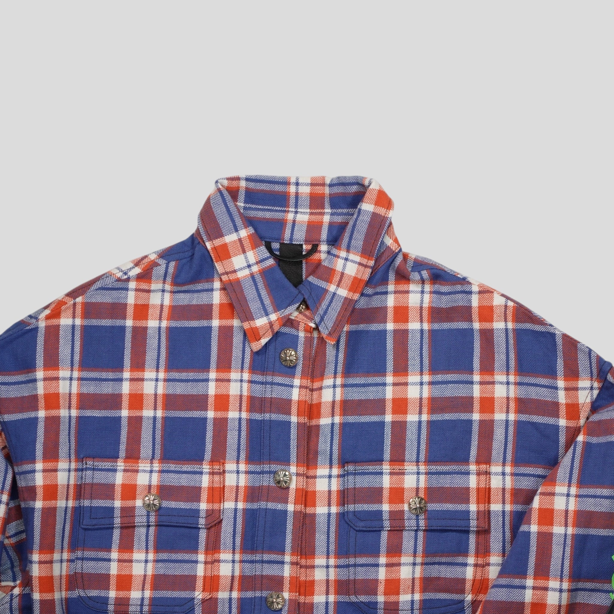 Chemise en flanelle Chrome Heart à logo sur la manche bleue/rouge