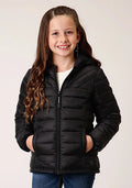 Manteau doudoune léger à capuche Roper pour fille (noir) - Veste enfant