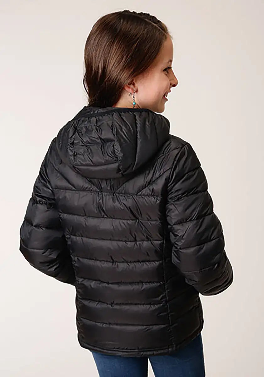 Manteau doudoune léger à capuche Roper pour fille (noir) - Veste enfant