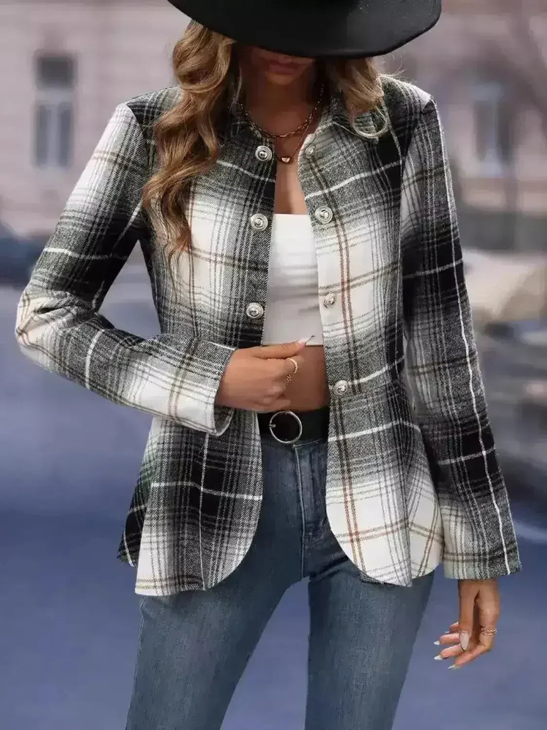 Veste chemise à carreaux à manches longues