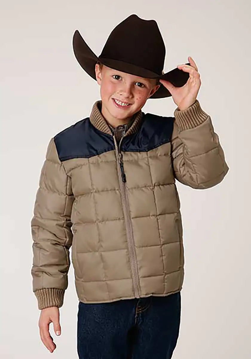 Manteau bouffant Roper Boy's Polyfill (Kaki/Marine) - Veste enfant
