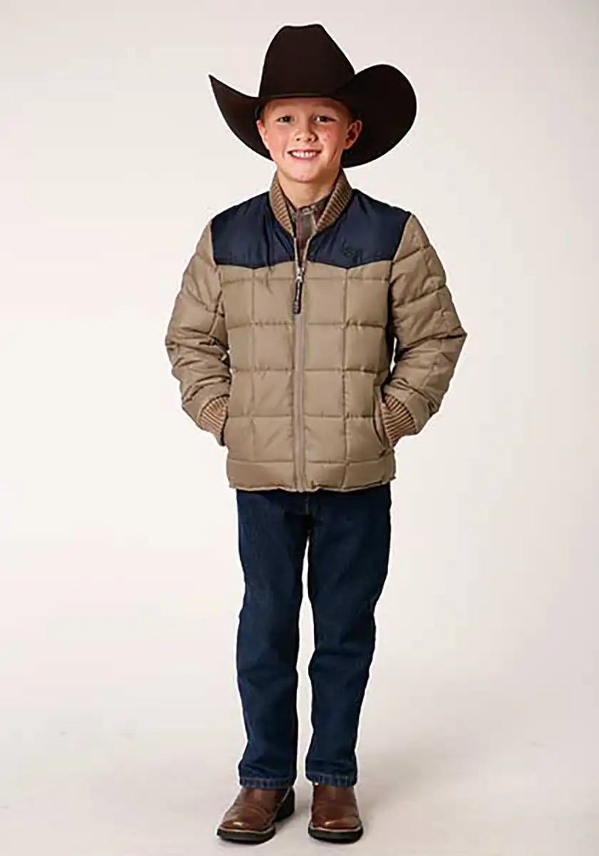 Manteau bouffant Roper Boy's Polyfill (Kaki/Marine) - Veste enfant