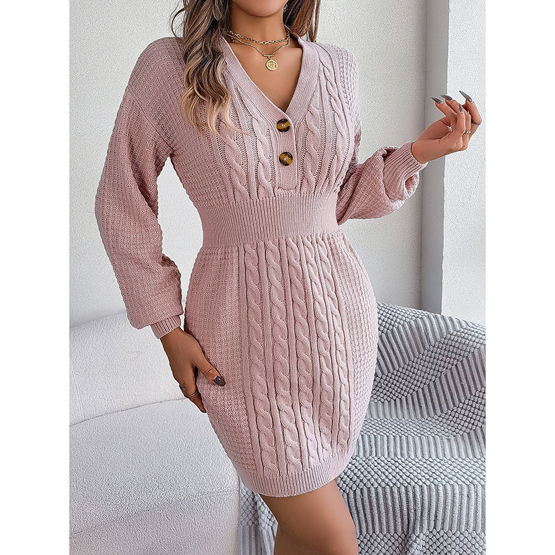Robe pull en maille torsadée pour femme
