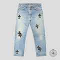 Jean Chrome Hearts Levis à patchs croisés