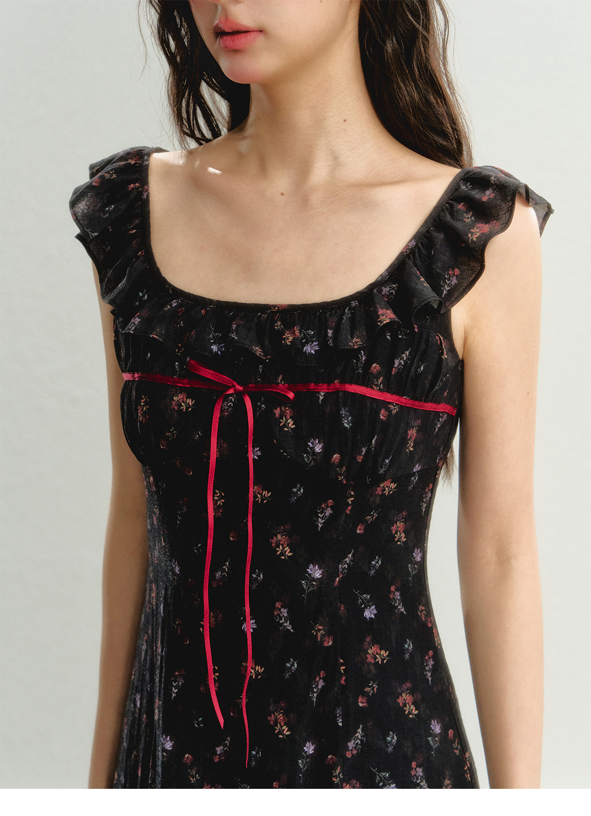 Jupe à bretelles sans manches à motifs floraux pour femme