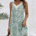 Robe en dentelle à patchwork et imprimé floral pour femme