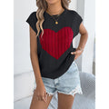 Haut en maille color block pour femme – Débardeur de Saint-Valentin décontracté sans manches