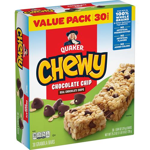 Quaker Chewy Pépites de chocolat, 23,8 g, 30 unités