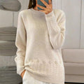 Pull brodé floral 3D de couleur unie pour femme