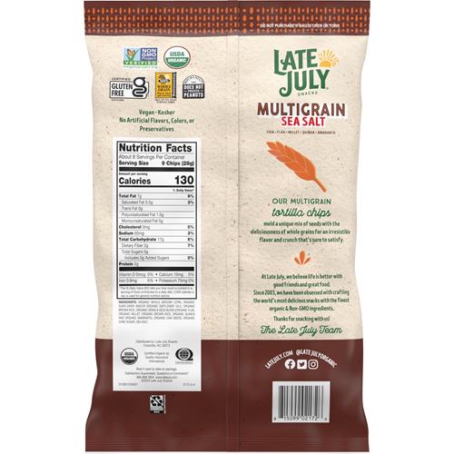 Late July, Tortilla Chips Biologiques Multigrains et Sel Marin, 212g