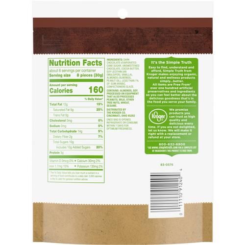 Amandes enrobées de chocolat noir Simple Truth 6 oz
