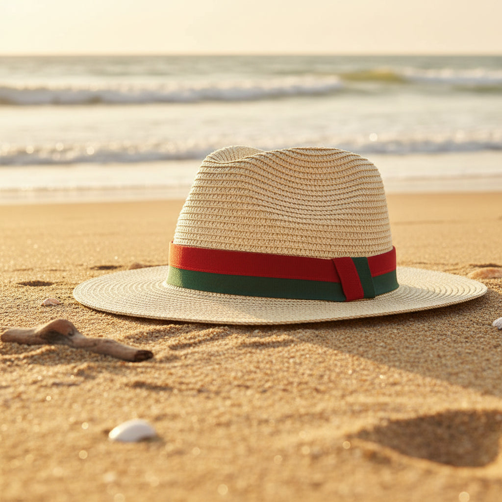 Chapeau de soleil en paille uni – Mixte plage et extérieur à large bord