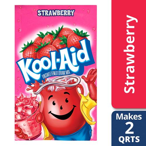Kool-Aid Préparation pour boisson en poudre sans sucre, sans caféine, saveur fraise, zéro calorie, 1 sachet pour pichet