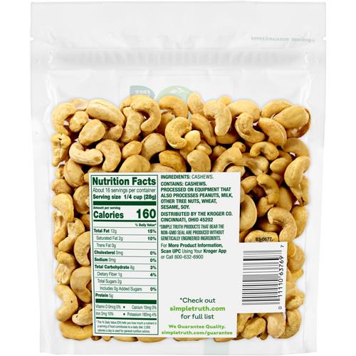 Noix de cajou crues Simple Truth 16 oz