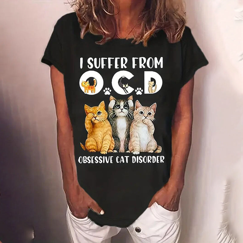 T-shirt graphique mignon avec un chat