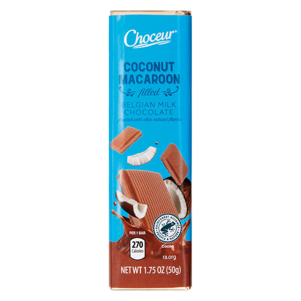 Barre de chocolat au lait Choceur et macaron à la noix de coco, 1,75 oz