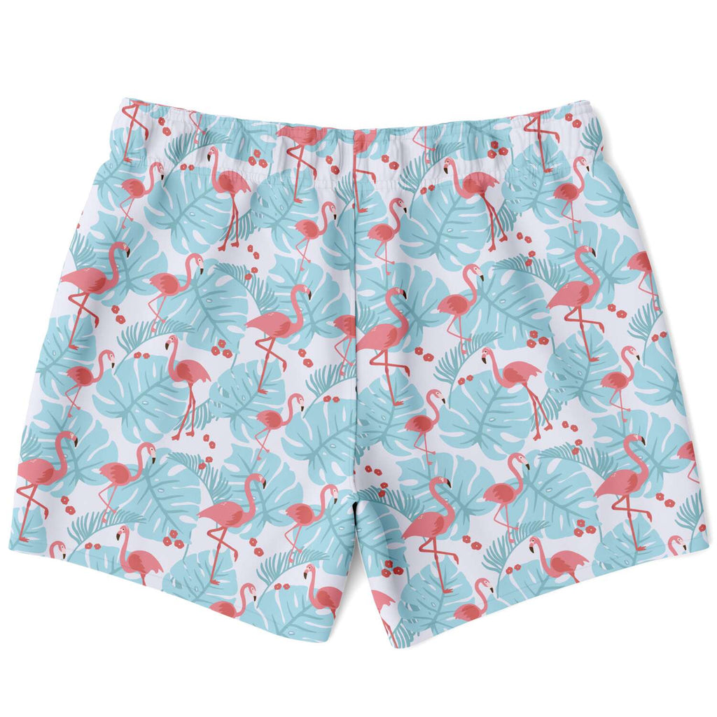 Short de bain Flamant bleu à motifs floraux