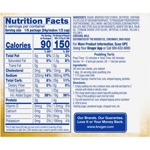 Kroger Préparation instantanée pour pouding et garniture à tarte à la vanille 144 g