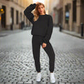 👚 Ensemble pantalon et sweat-shirt uni à col rond pour femme
