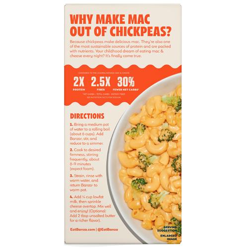 Banza Macaroni Coudes & Fromage Cheddar Classique - Riches en protéines, sans gluten et faibles en glucides - Macaroni au fromage protéiné - 156 g