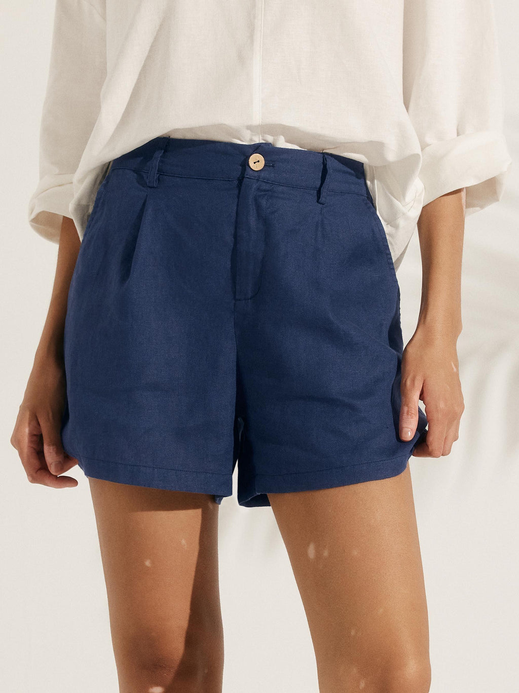 Shorts plissés 100 % lin ELLEN