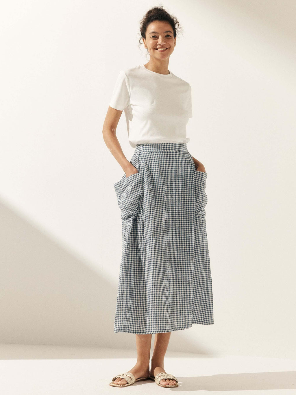Jupe taille élastique 100 % lin MARINA