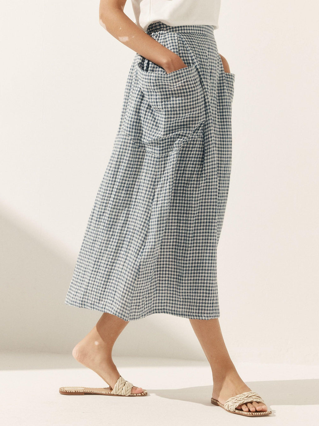 Jupe taille élastique 100 % lin MARINA