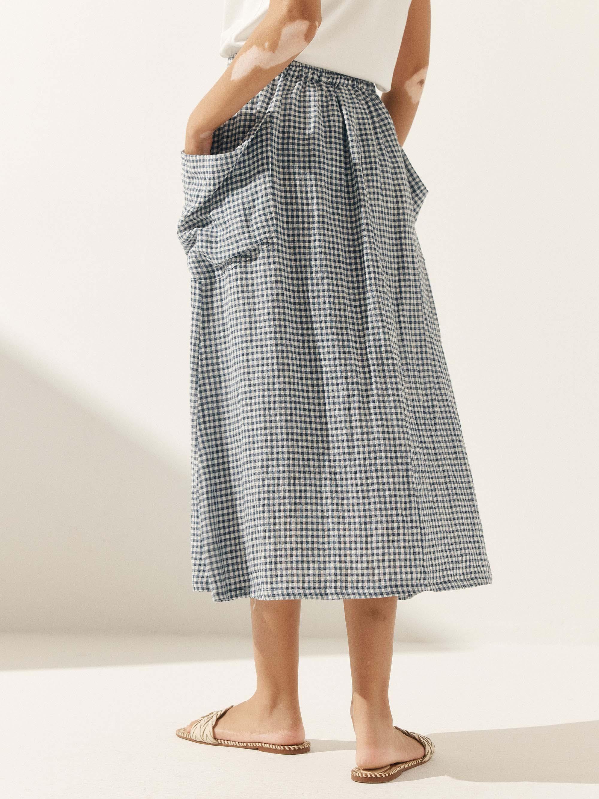 Jupe taille élastique 100 % lin MARINA