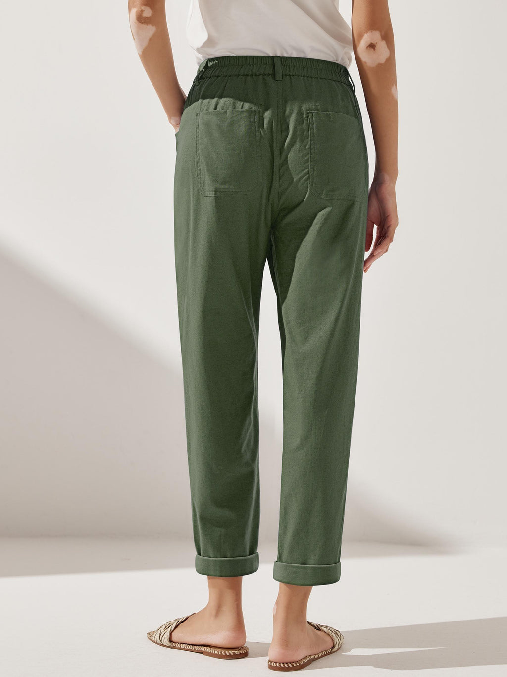 Pantalon HEIDI en lin à boutons dissimulés