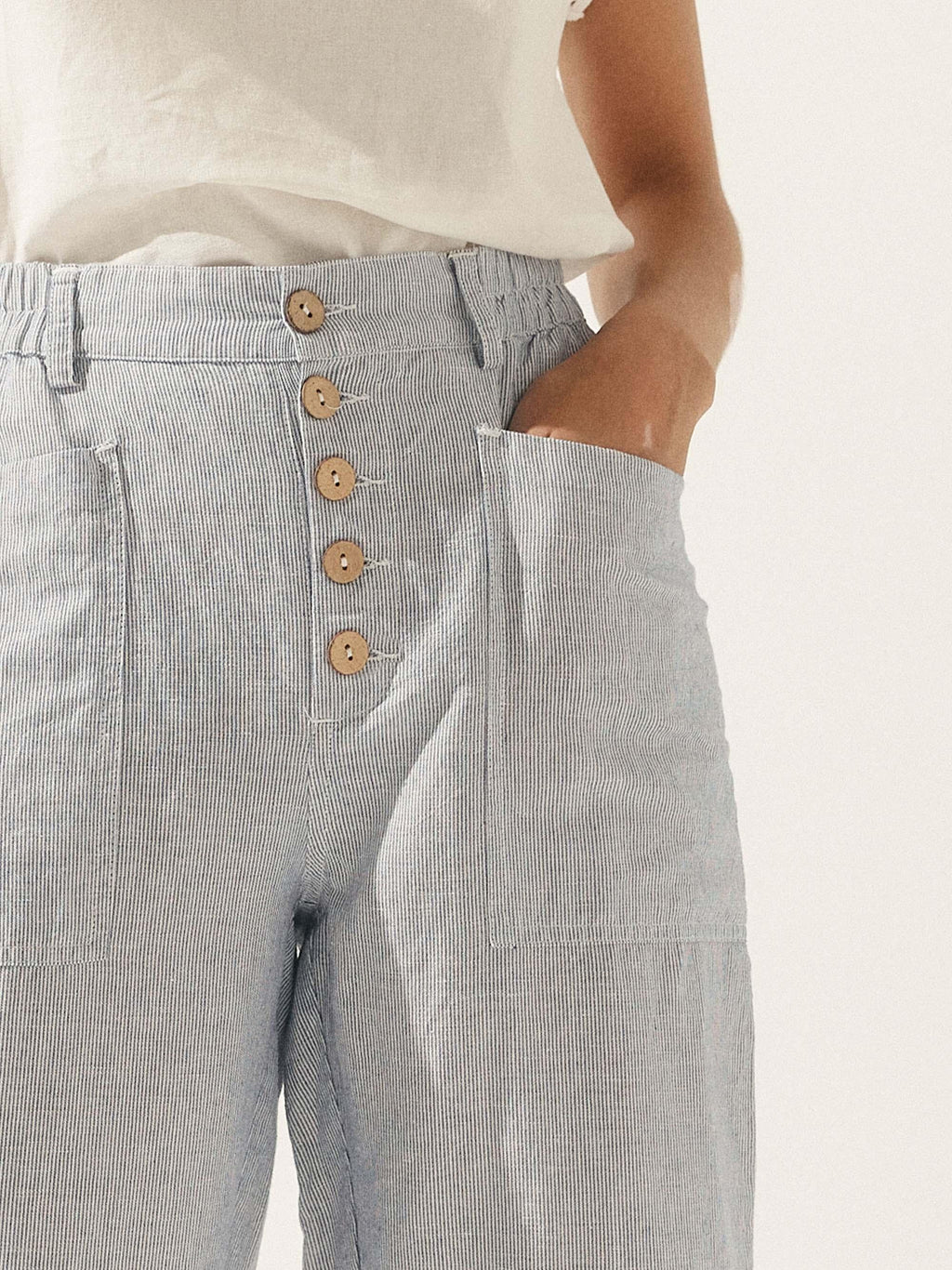 Pantalon HEIDI en lin à boutons dissimulés