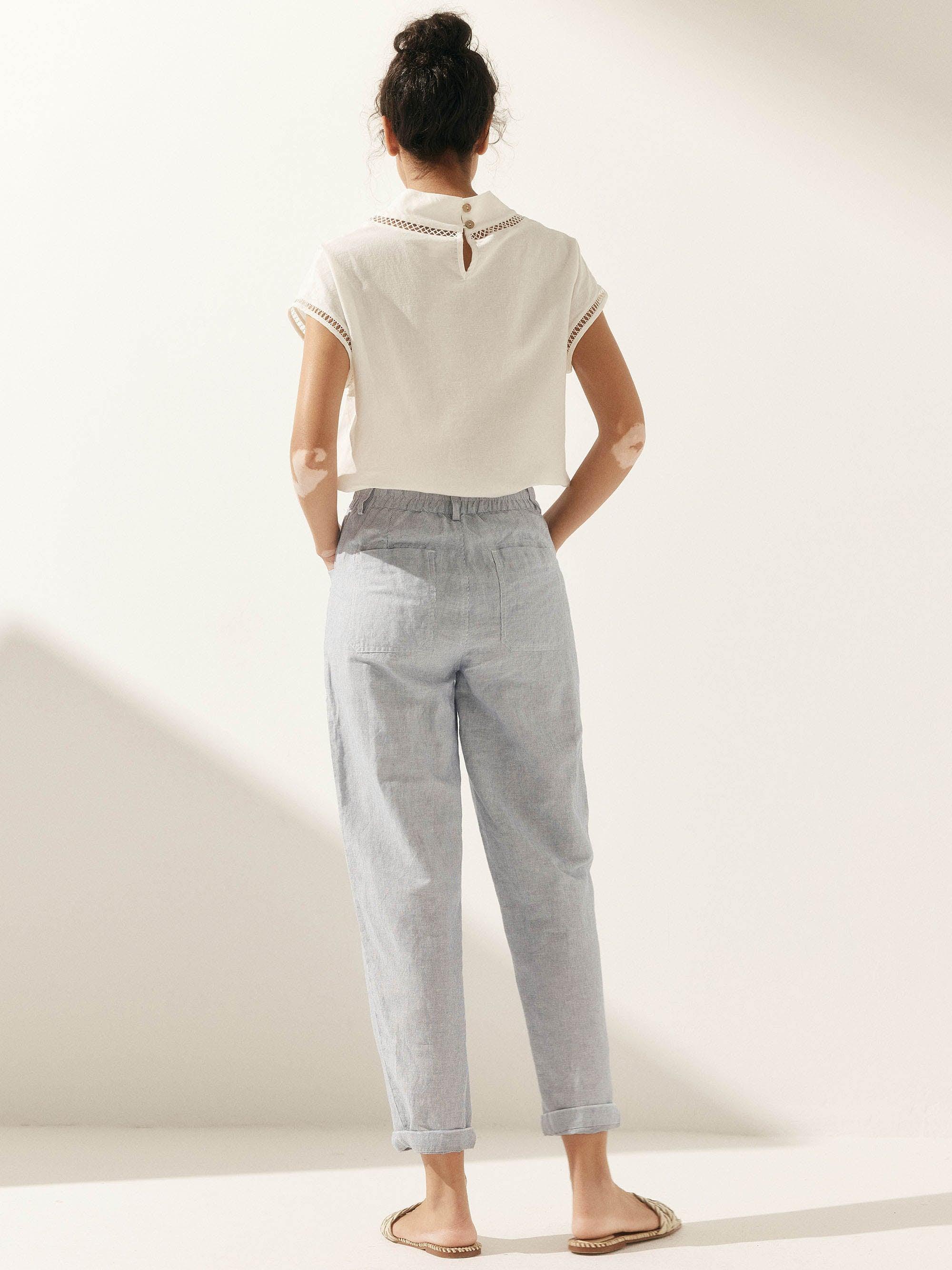 Pantalon HEIDI en lin à boutons dissimulés