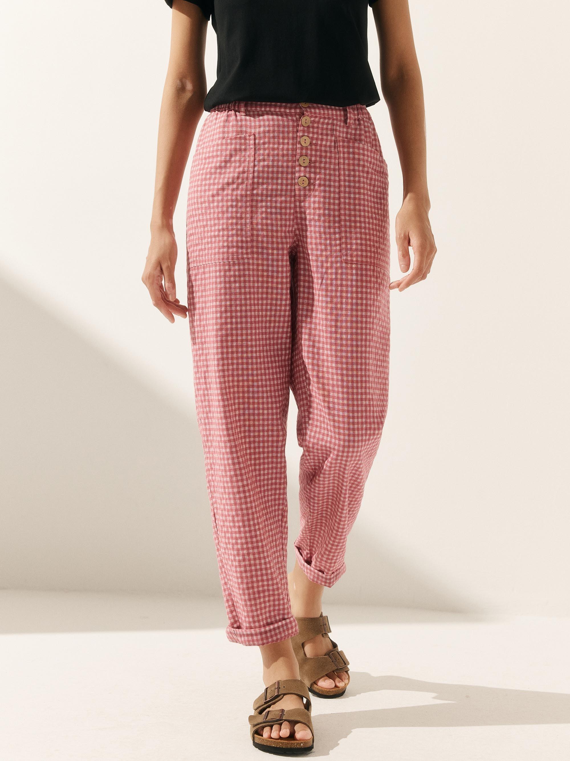 Pantalon HEIDI en lin à boutons dissimulés
