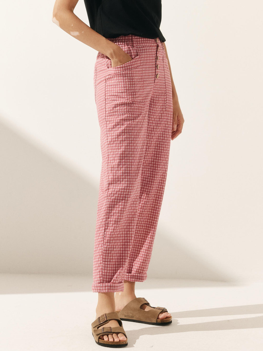 Pantalon HEIDI en lin à boutons dissimulés