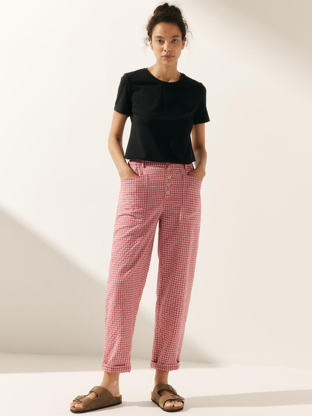 Pantalon HEIDI en lin à boutons dissimulés