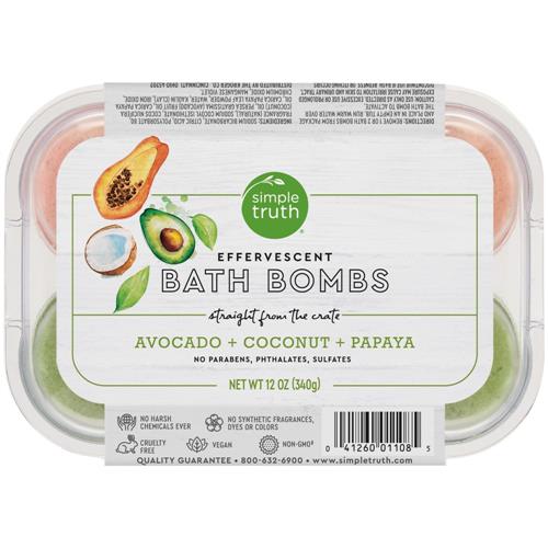 Simple Truth Beauty Crate Bombes de Bain Effervescentes Avocat Noix de Coco & Papaye 6 u.