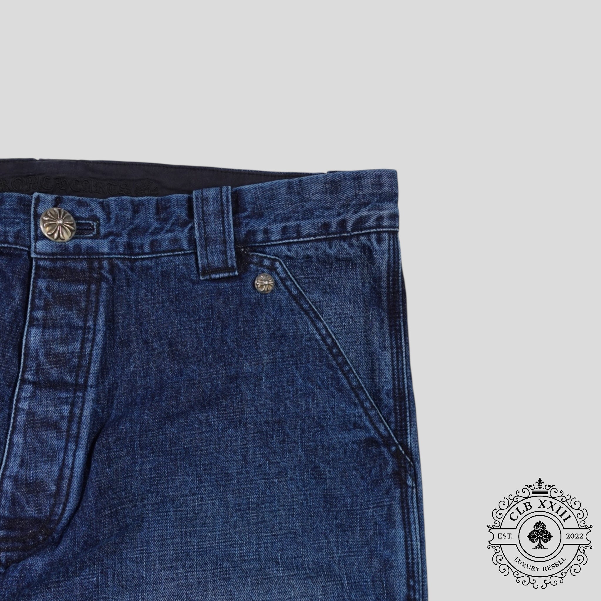 Pantalon cargo Chrome Hearts Double Turbo Diesel en denim foncé
